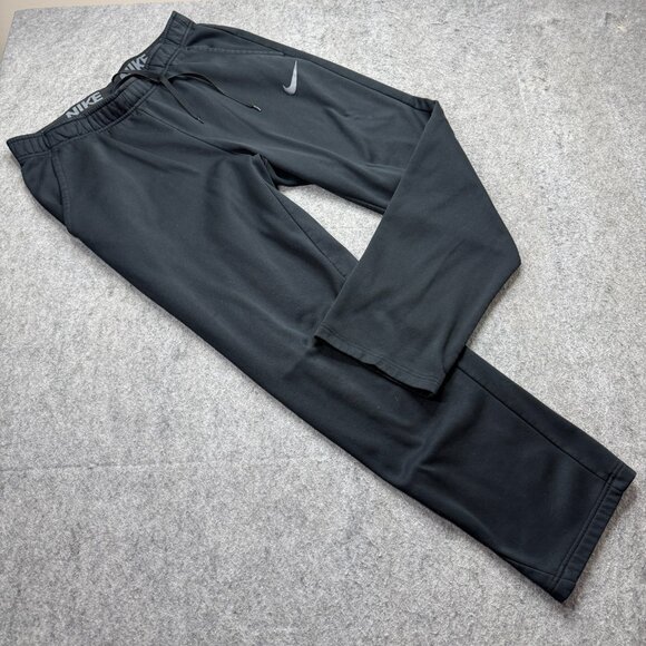 Nike THERMA-FIT Sweatpants Men L Black Open Hem Fleece Relaxed 30" 932253 - Picture 1 of 16